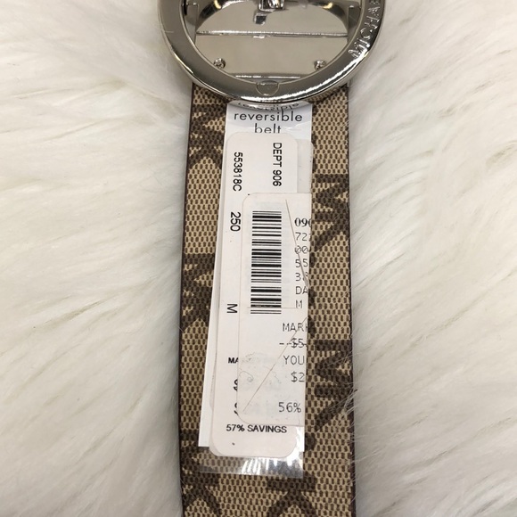 Michael Kors Tan Logo Monogram Reversible Belt - Picture 4 of 6